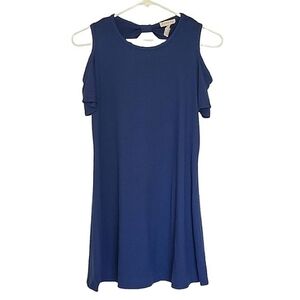 🟢1194 * Btween Cold Shoulder A-Line Dress Blue Size 12 Vintage Made In USA